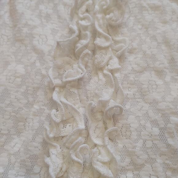 Notations Clothing Co White Lace Frill Size Small 19 Pit Summer Sheer Kawaii - Picture 7 of 7